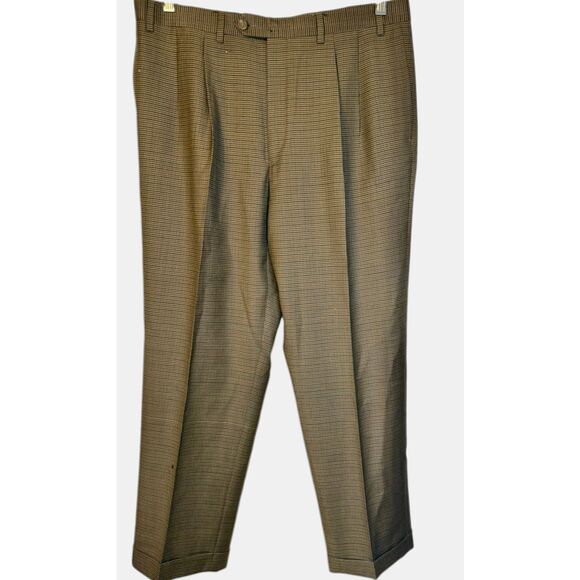 Lauren Ralph Lauren Men’s Pleated Cuffed Dress Pants Sz. 36X30 Small Plaid - Picture 1 of 9